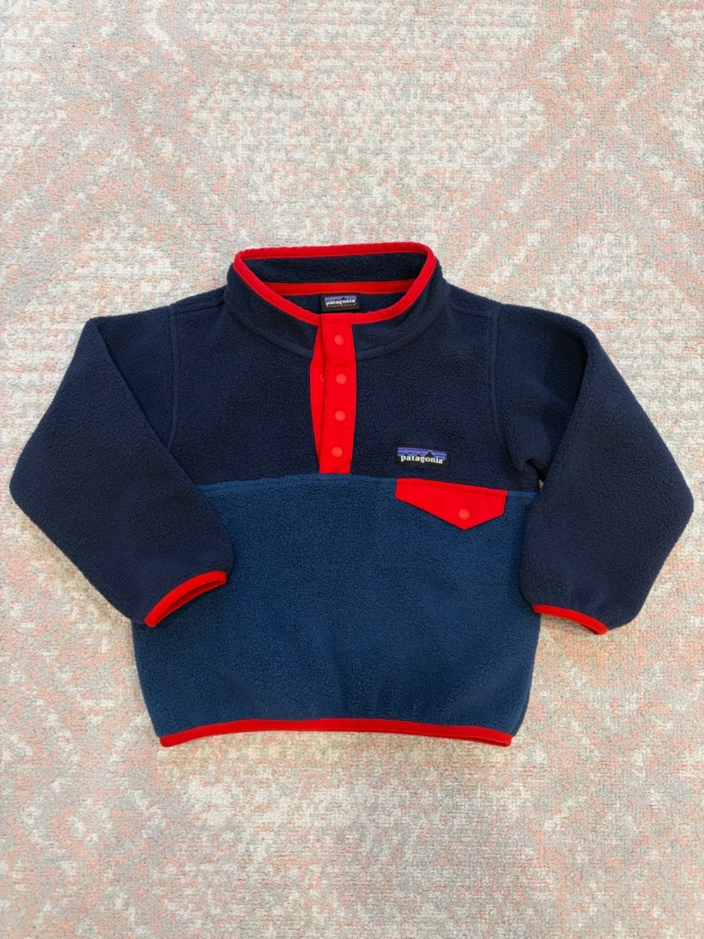 2T Patagonia Kids Navy & Red Synchilla Pullover Hoodie